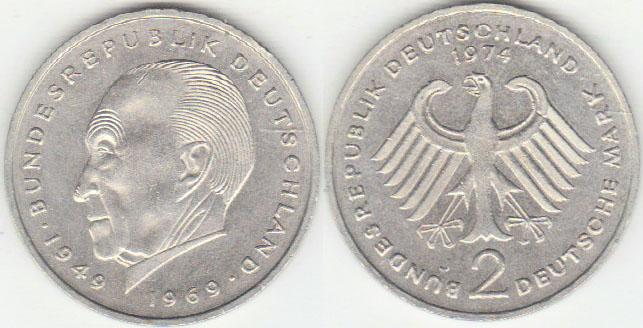 1974 J Germany 2 Mark (aUnc) A002603